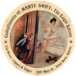 POCKET MIRROR "COMPLIMENTS OF MARTE SWIFT, THE EAGLE SALOON" GREAT BEND, KANSAS C. 1905.