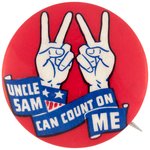 UNCLE SAM'S HANDS FORMING  DOUBLE V FOR WAR VICTORY AND CIVIL RIGHTS VICTORY 1942 ICONIC BUTTON.