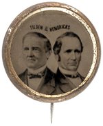 "TILDEN & HENDRICKS" FERROTYPE JUGATE STICKPIN BADGE DeWITT 1876-40.