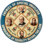 BRYAN "ENEMIES OF SPECIAL PRIVILEGE" LARGEST SIZE 1908 CAMPAIGN BUTTON.