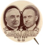 HARDING & COOLIDGE RARE 1920 JUGATE BUTTON HAKE #2009.