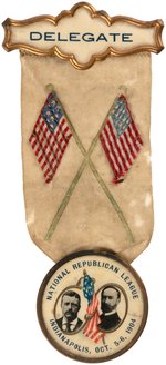 ROOSEVELT & FAIRBANKS "NATIONAL REPUBLICAN LEAGUE INDIANPOLIS" JUGATE BADGE.