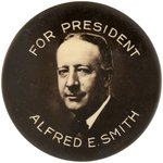 "FOR PRESIDENT ALFRED E. SMITH" LARGE REAL PHOTO PORTRAIT BUTTON.