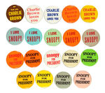 PEANUTS - CHARLIE BROWN & SNOOPY SLOGAN BUTTON LOT.