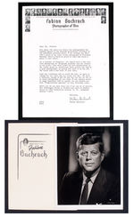 "FABIAN BACHRACH PHOTOGRAPHER OF MEN" JFK PHOTO W/SOLICITATION LETTER TO CONGRESSMAN HAROLD "BIZZ" J