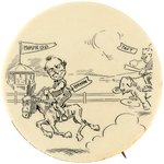 “BRYAN” LEADING “TAFT” IN A RACE TO THE “VOTERS” FINISH LINE RARE CARTOON BUTTON.