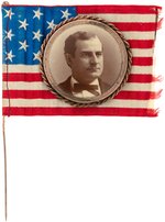 BRYAN 1.75" REAL PHOTO PORTRAIT BUTTON ON AMERICAN FLAG STICKPIN.