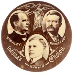 McKINLEY, ROOSEVELT & DURBIN INDIANA TRIGATE COATTAIL BUTTON HAKE #3174.