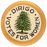 "DIRIGO VOTES FOR WOMEN" SUFFRAGE SCARCE MAINE BUTTON.