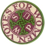 WOMEN'S SOCIAL POLITICAL UNION SUFFRAGE BUTTON VARIETY.