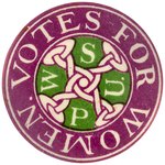 WOMEN'S SOCIAL POLITICAL UNION SUFFRAGE BUTTON VARIETY.