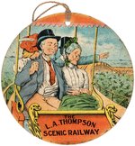 THE L.A. THOMPSON SCENIC RAILWAY AMUSEMENT PARK RIDE TWO-SIDED STRING TAG C. 1905.