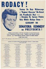 "CITIZEN FOR KENNEDY AND JOHNSON" 1960 CAMPAIGN POSTER LISTING 56 POLISH ORGANIZATIONS.