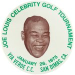 1975 JOE LOUIS CELEBRITY GOLF TOURNAMENT AND TESTIMONIAL DINNER PAIR OF ONE DAY BUTTONS.