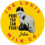 C. 1954 MUCHINSKY BOOK  FRONT COVER PHOTO SPECIMEN BUTTON  FOR JOE LOUIS MILK CO.