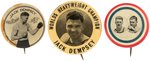 1923-1927 JACK DEMPSEY RARE BUTTON TRIO.