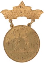 1912 BRASS BADGE FOR LAS VEGAS, NM HEAVYWEIGHT MATCH BETWEEN JIM FLYNN AND JACK JOHNSON.