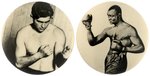 1924 REAL PHOTO MATCHING BUTTONS FOR LUIS FIRPO VS. HARRY WILLS FIGHT.