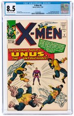 X-MEN #8 NOVEMBER 1964 CGC 8.5 VF+. (FIRST UNUS THE UNTOUCHABLE).