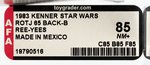 STAR WARS: RETURN OF THE JEDI - REE-YEES 65 BACK-B CARD AFA 85 NM+ (CLEAR BLISTER).