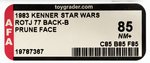 STAR WARS: RETURN OF THE JEDI - PRUNE FACE 77 BACK-B AFA 85 NM+.