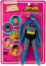 MEGO "WORLD'S GREATEST SUPER-HEROES" BATMAN FRENCH ISSUE FIGURE ON PIN PIN TOYS CARD.