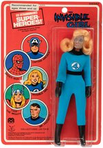 MEGO "WORLD'S GREATEST SUPER-HEROES" INVISIBLE GIRL FRENCH ISSUE FIGURE ON PIN PIN TOYS CARD.