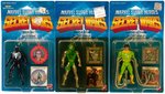 SECRET WARS LOT OF THREE ACTION FIGURES CARDED INCLUDING BLACK SUIT SPIDER-MAN.