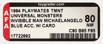 UNIVERSAL STUDIOS MONSTERS TEENAGE MUTANT NINJA TURTLES - INVISIBLE MAN MICHAELANGELO AFA 80 NM (BLUE ACCESSORIES & CARD).