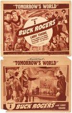 BUCK ROGERS MOVIE SERIAL CHAPTER 1 LOBBY CARD PAIR (ONE SIGNED BY BUSTER CRABBE).