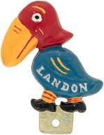 "LANDON" RARE KANSAS JAYHAWK LICENSE PLATE ATTACHMENT.