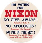 ANTI-JFK NIXON 6" 1960 MULTI SLOGAN BUTTON.