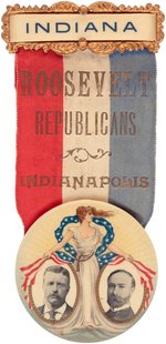 "ROOSEVELT REPUBLICANS INDIANAPOLIS" WITH LARGE TR & FAIRBANKS JUGATE BUTTON.