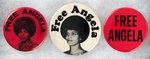 "FREE ANGELA" DAVIS TRIO OF CIVIL RIGHTS BUTTONS.