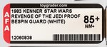 STAR WARS: REVENGE OF THE JEDI - BESPIN GUARD (WHITE) PROOF CARD AFA 85+ NM+.