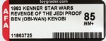 STAR WARS: REVENGE OF THE JEDI - BEN (OBI-WAN) KENOBI PROOF CARD AFA 85 NM+.