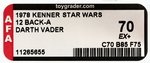 STAR WARS - DARTH VADER 12 BACK-A AFA 70 EX+.