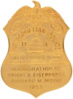 IKE & NIXON 1953 OFFICIAL METRO D.C. POLICE BADGE GOLD TONED VARIETY.