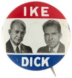 RARE EISENHOWER & NIXON SAMPLE "IKE DICK" LITHO JUGATE BUTTON BLACK VARIETY.