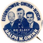 "EISENHOWER, GWINN,  NIXON" TRIGATE NEW YORK COATTAIL BUTTON.