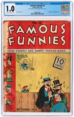 FAMOUS FUNNIES #2 SEPTEMBER 1934 CGC 1.0 FAIR.