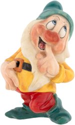 SNOW WHITE AND THE SEVEN DWARFS - BASHFUL LARGE SIZE ZACCAGNINI CERAMIC FIGURINE.