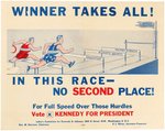 KENNEDY "DEMOCRACY" V. "COMMUNISM" 1960 "WINNER TAKES ALL" CAMPAIGN POSTER.
