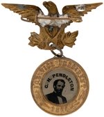 McCLELLAN & PENDELTON BACK TO BACK 1864 FERROTYPE JUGATE BADGE.