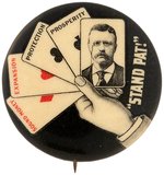 ROOSEVELT HAND OF CARDS "STAND PAT!" BUTTON HAKE #95.