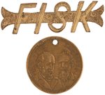 FISK & BROOKS 1888 PROHIBITION JUGATE MEDAL & DIE CUT BADGE.