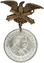 "FOR PRESIDENT WINFIELD S. HANCOCK" PORTRAIT MEDAL HANGING BADGE DeWITT 1880-1.