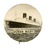 "QUEEN MARY" OCEAN LINER PHOTO BUTTON.