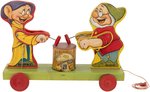 SNOW WHITE AND THE SEVEN DWARFS - "DOC & DOPEY DWARFS" RARE BOXED FISHER-PRICE PULL TOY.