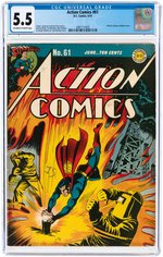 ACTION COMICS #61 JUNE 1943 CGC 5.5 FINE-.